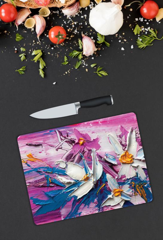 Çiçek Desen Cam Kesme Tablası