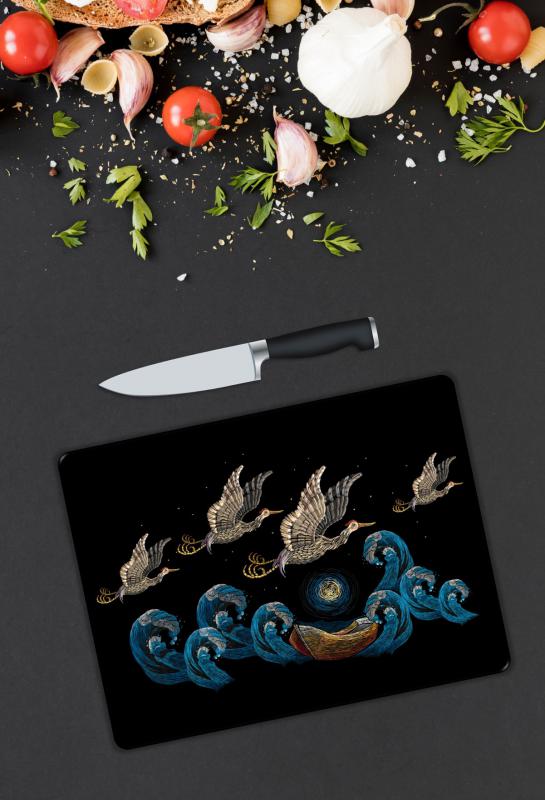 Kuş Desen Cam Kesme Tablası