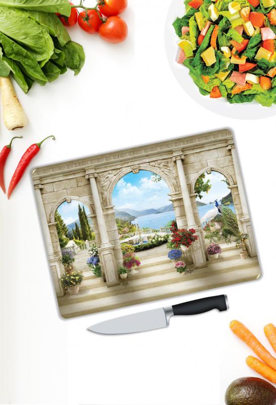 Manzara Desen Cam Kesme Tablası