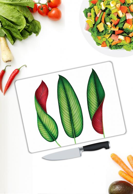 Renkli Yapraklar Desen Cam Kesme Tablası