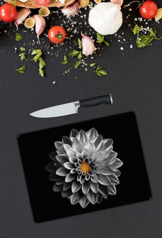 Mavi Çiçek Desen Cam Kesme Tablası