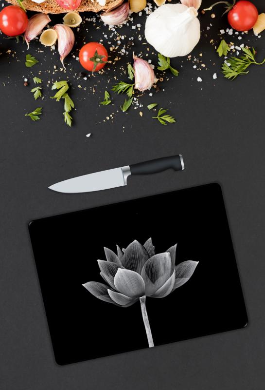 Mavi Çiçek Desen Cam Kesme Tablası