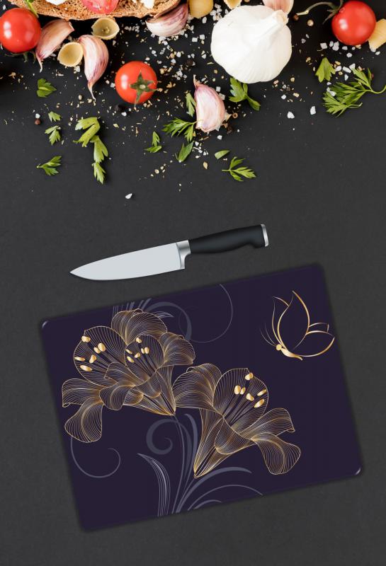 Çiçek Desen Cam Kesme Tablası