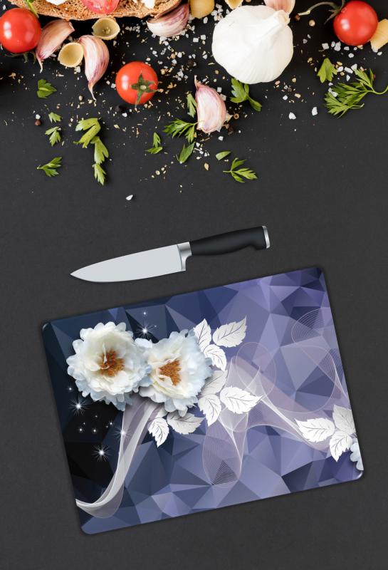 Çiçek Desen Cam Kesme Tablası