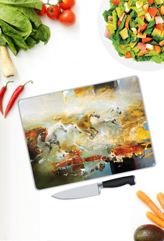 At Desen Cam Kesme Tablası