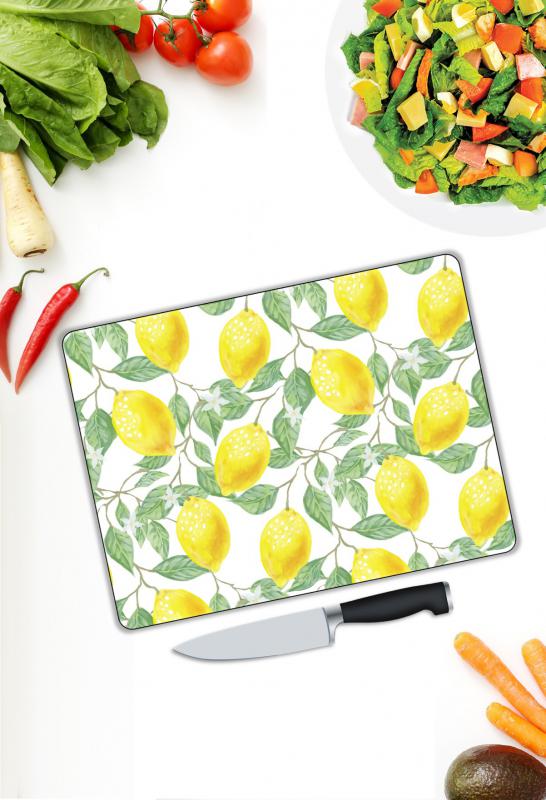Limon Desen Cam Kesme Tablası