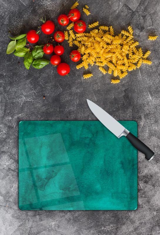 Mavi Desen Cam Kesme Tablası