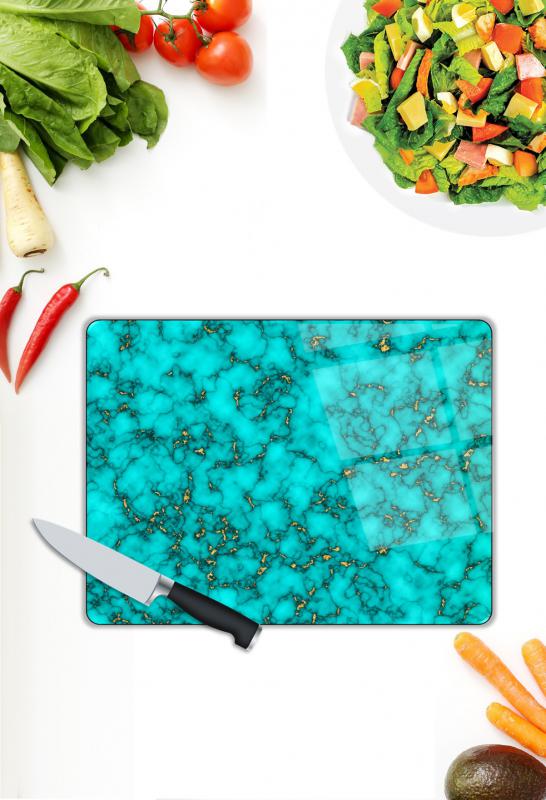 Mavi Desen Cam Kesme Tablası