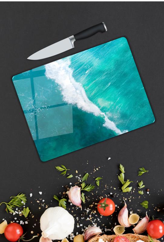 Deniz Desen Cam Kesme Tablası