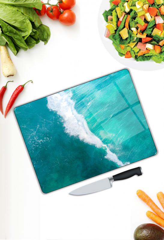 Deniz Desen Cam Kesme Tablası