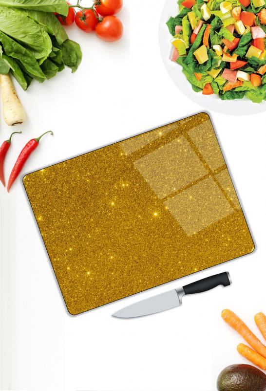 Altın Yaldızlı Desen Cam Kesme Tablası