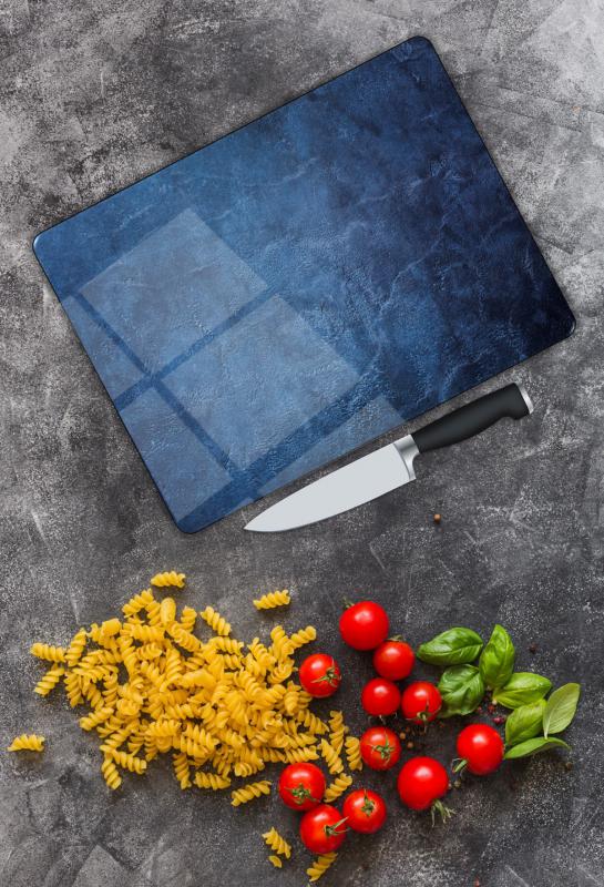 Mavi Desen Cam Kesme Tablası