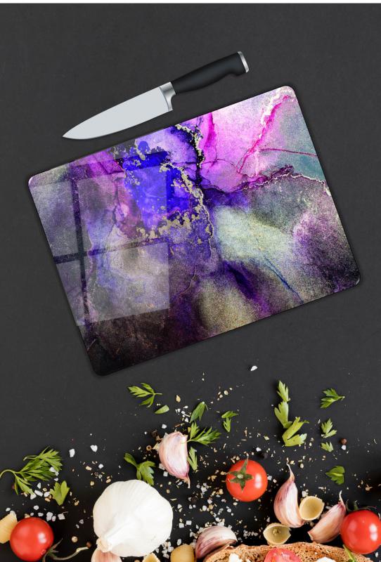 Renkli Desen Cam Kesme Tablası