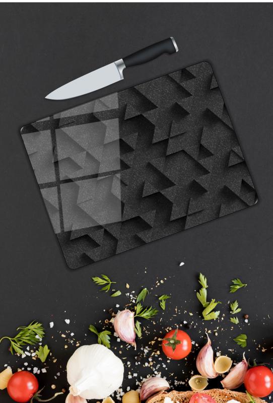 Siyah Desen Cam Kesme Tablası