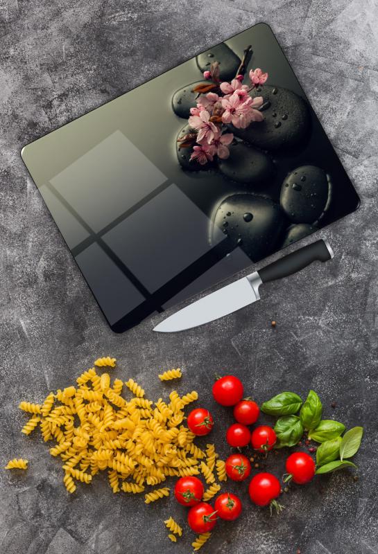 Siyah Desen Cam Kesme Tablası