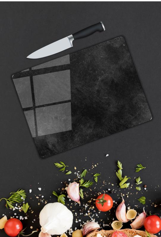 Siyah Desen Cam Kesme Tablası