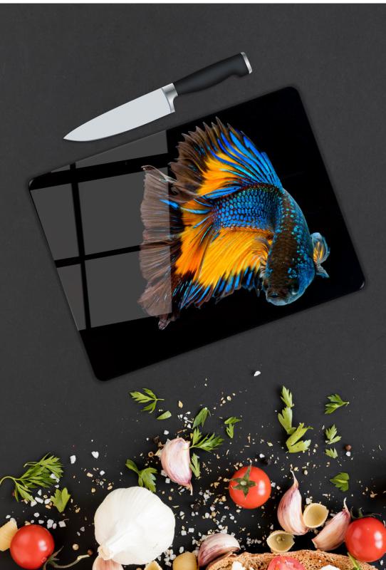 Balık Desen Cam Kesme Tablası