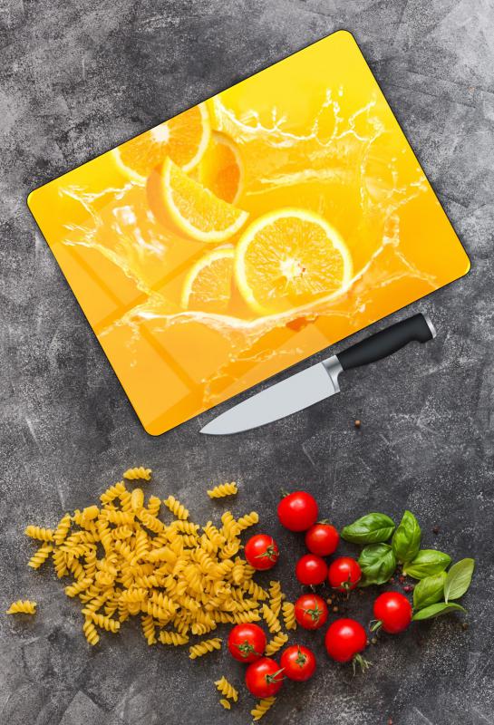 Portakal Desen Cam Kesme Tablası