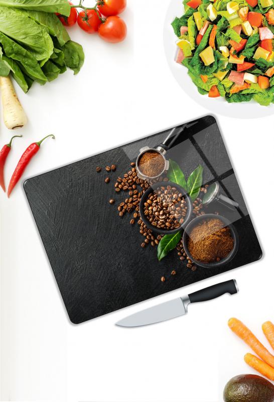 Kahve  Desen Cam Kesme Tablası