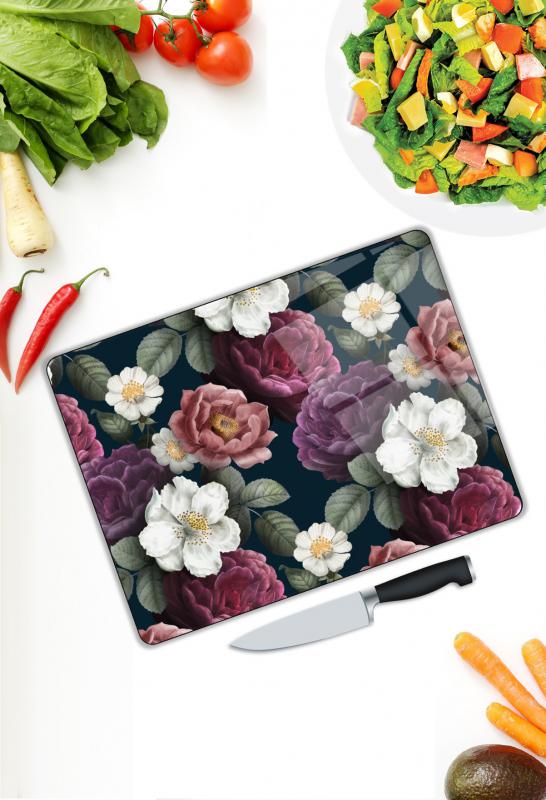Çiçek Desen Cam Kesme Tablası