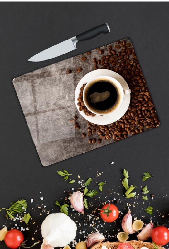 Kahve Desen Cam Kesme Tablası