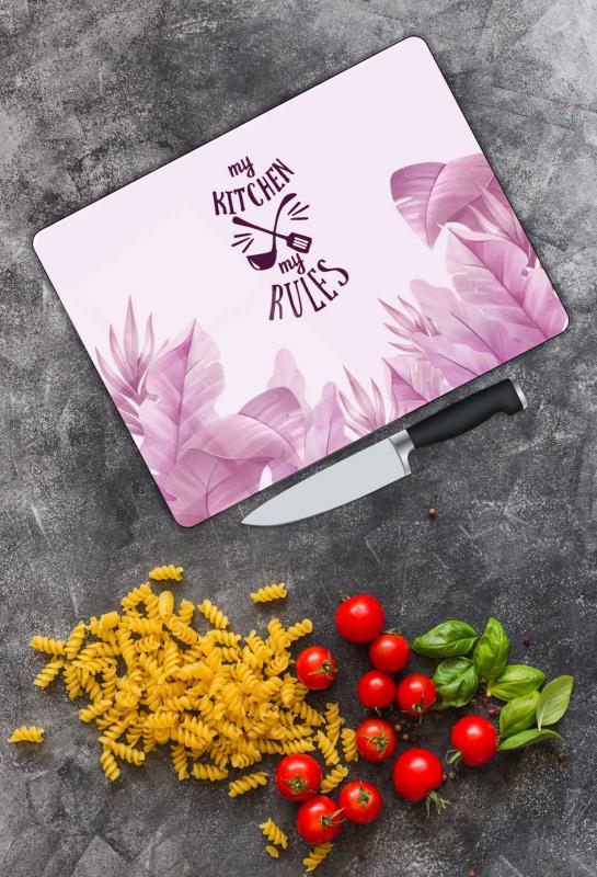 Pembe Yazılı Cam Kesme Tablası