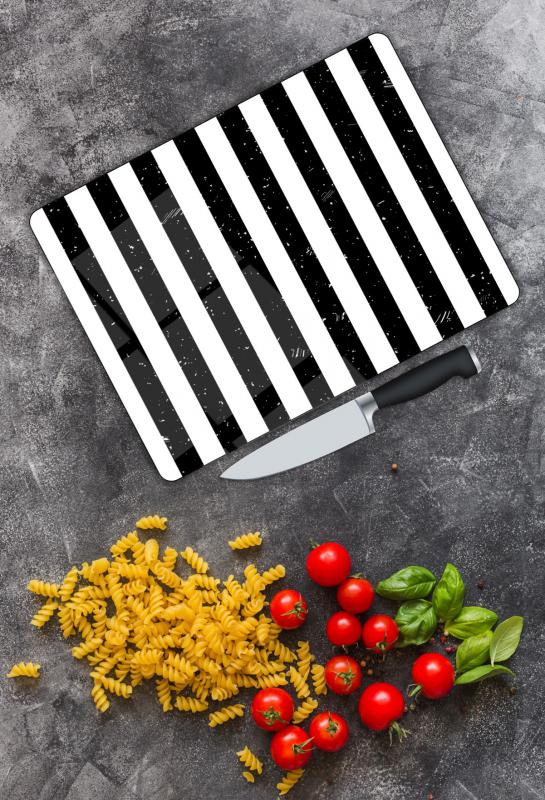 Siyah Beyaz Şerit Desen Cam Kesme Tablası