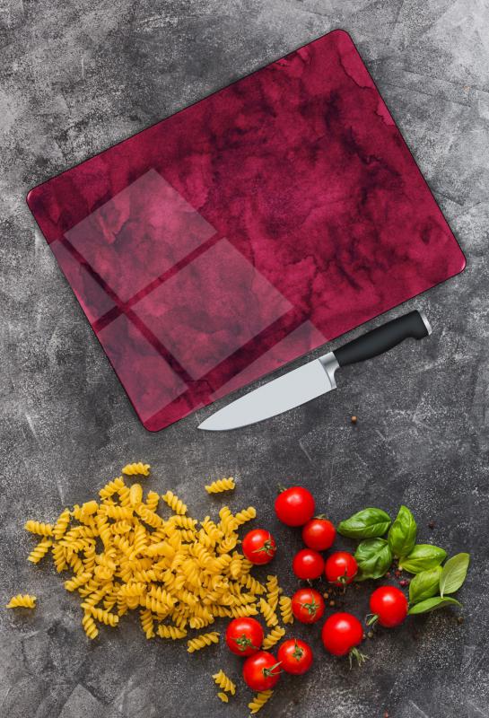 Kırmızı Duman Desen Cam Kesme Tablası