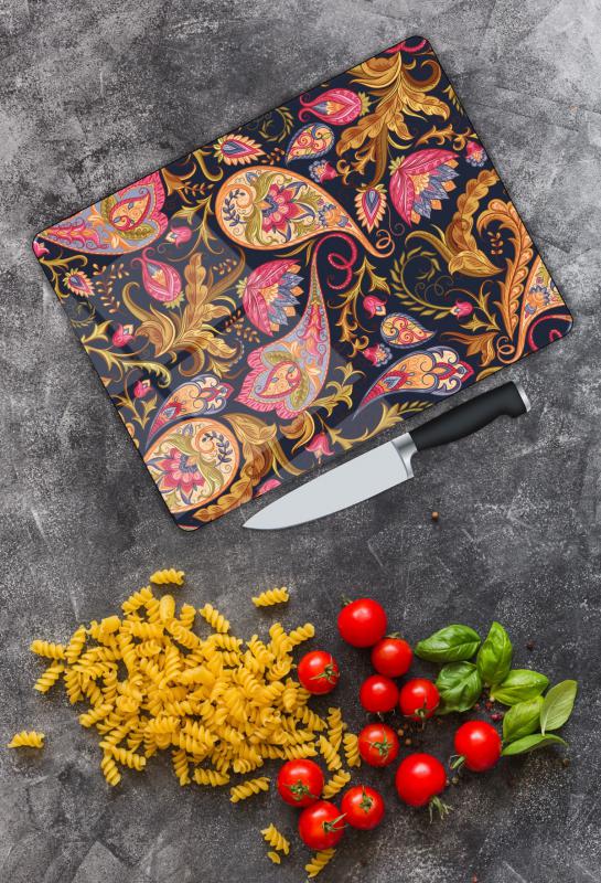 Ebruli Desen Cam Kesme Tablası