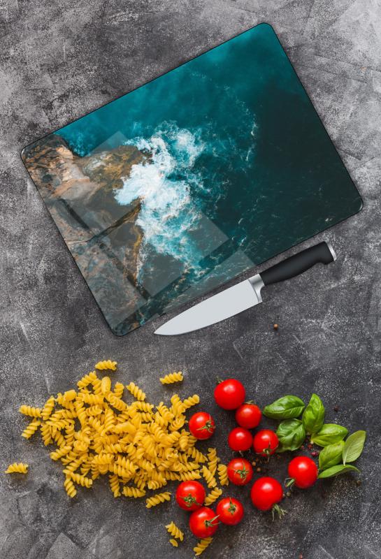 Okyanus Desen Cam Kesme Tablası