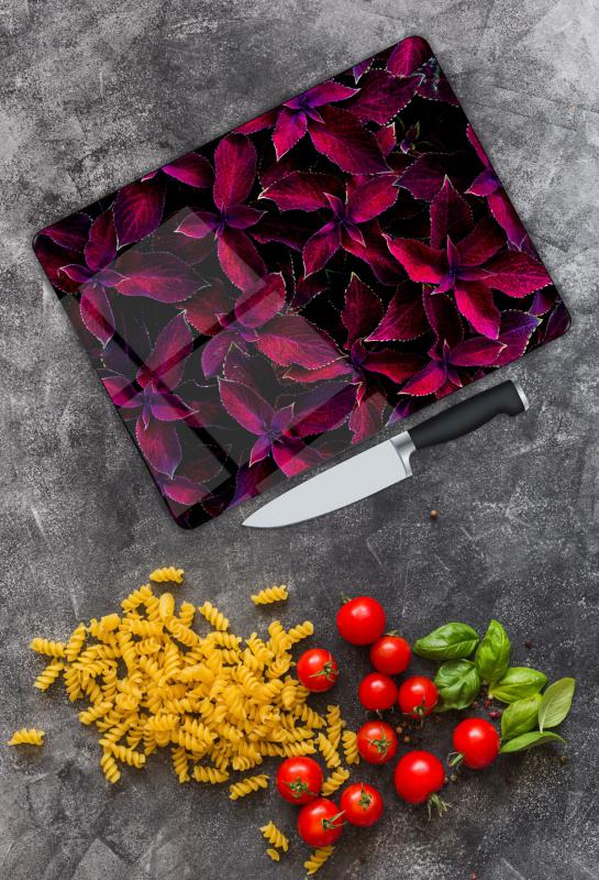 Kırmızı Yaprak Desen Cam Kesme Tablası