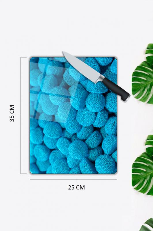 Mavi Şeker Desen Cam Kesme Tablası