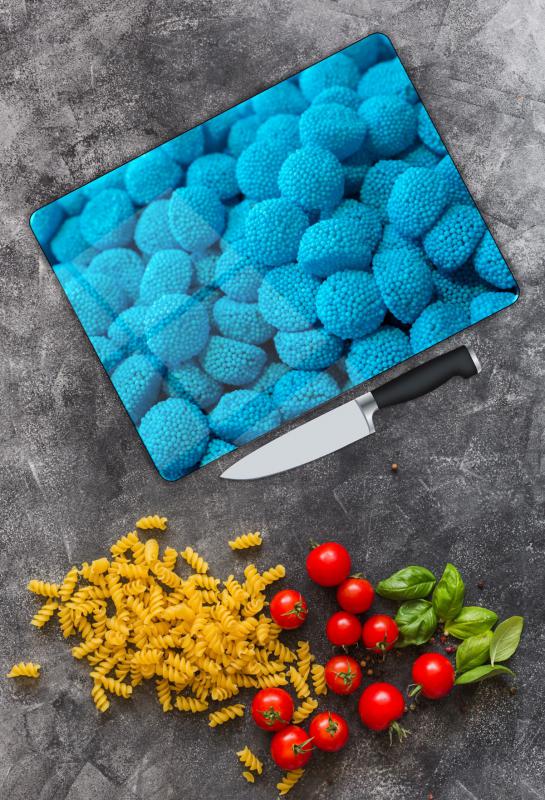 Mavi Şeker Desen Cam Kesme Tablası