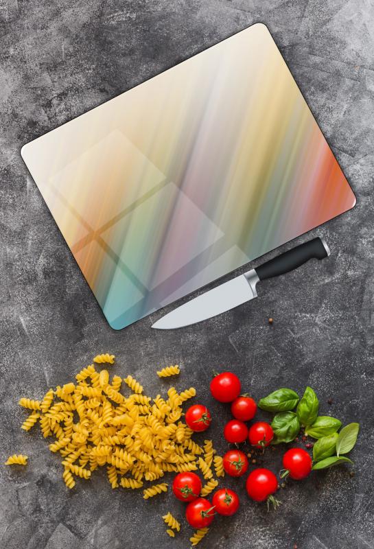 Renkli Şerit Desen Cam Kesme Tablası