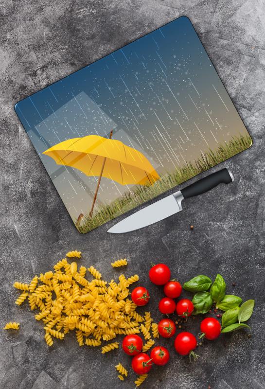 Şemsiye Yağmur Desen Cam Kesme Tablası