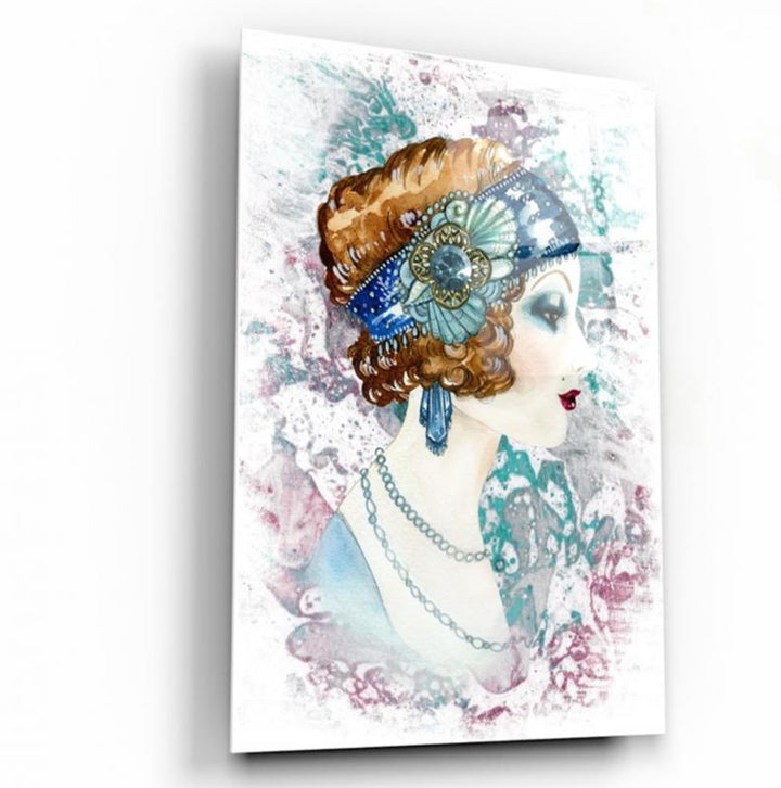 Kadın Portre Cam Tablo