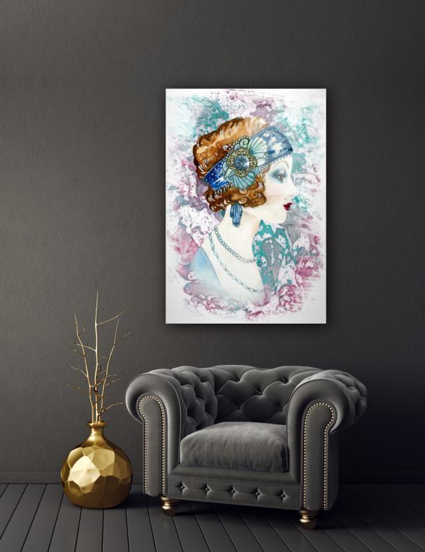 Kadın Portre Cam Tablo