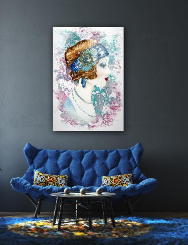 Kadın Portre Cam Tablo