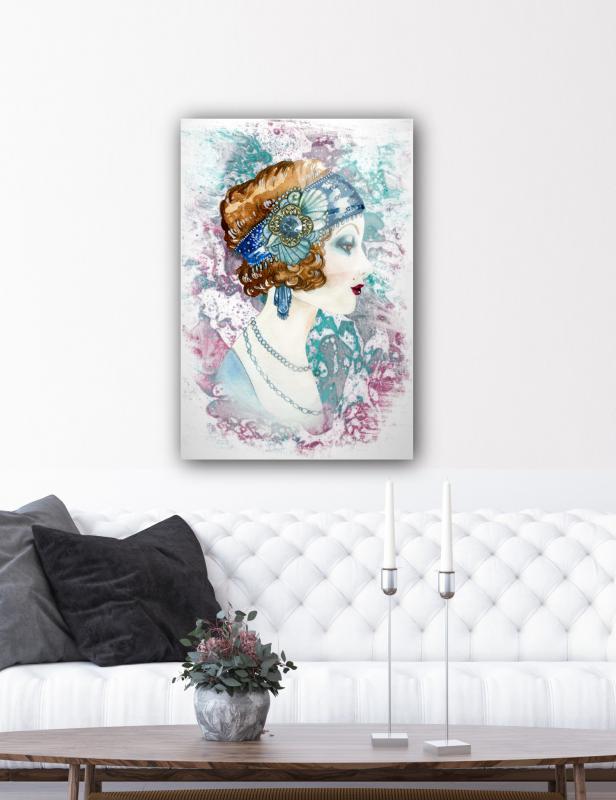 Kadın Portre Cam Tablo