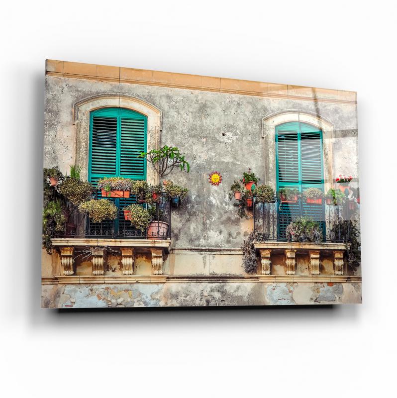 Çiçekli Balkon Cam Tablo