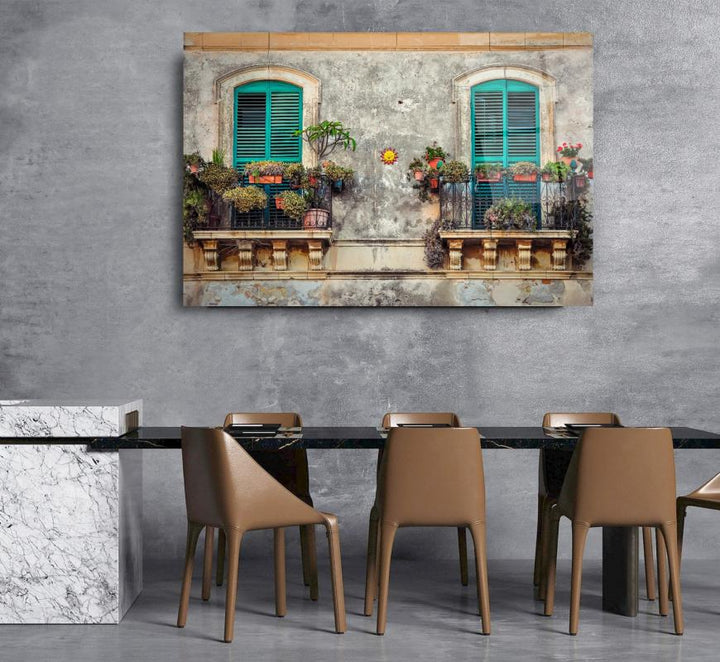 Çiçekli Balkon Cam Tablo