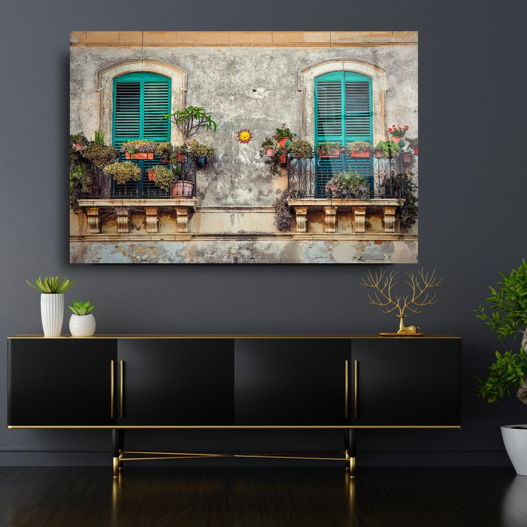 Çiçekli Balkon Cam Tablo