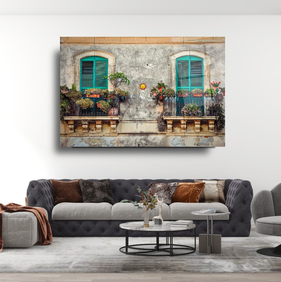 Çiçekli Balkon Cam Tablo