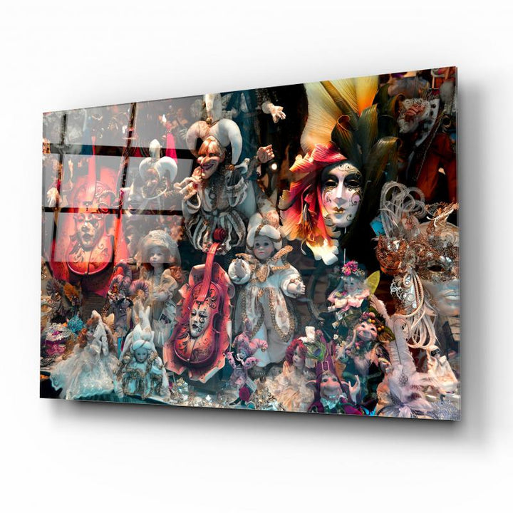 Bebekler ve Maskeler Cam Tablo