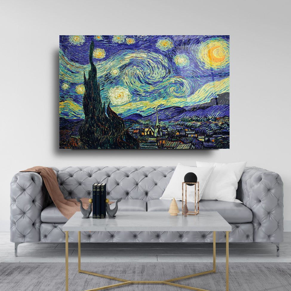 Yıldızlı Gece Cam Tablo