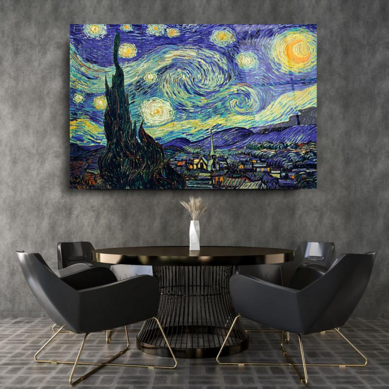 Yıldızlı Gece Cam Tablo