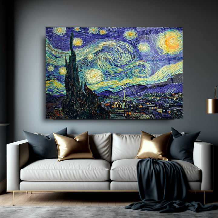 Yıldızlı Gece Cam Tablo