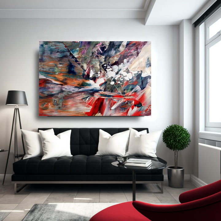 Soyut  Yağlı Boya Cam Tablo