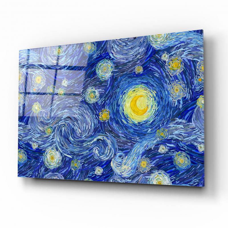 Yıldızlı Gece Cam Tablo
