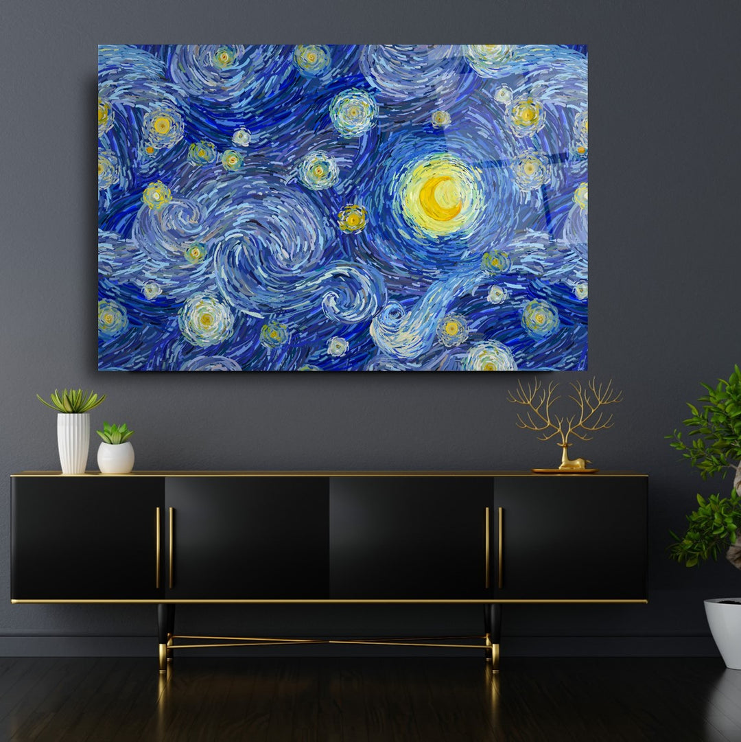 Yıldızlı Gece Cam Tablo